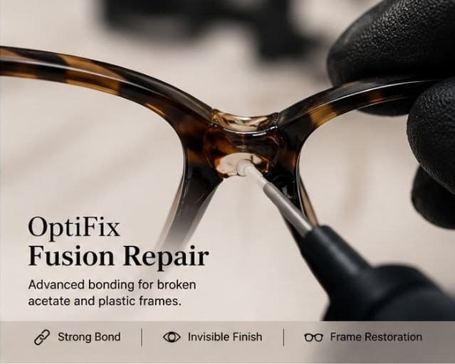 Precision fusion repair for a damaged eyeglass frame